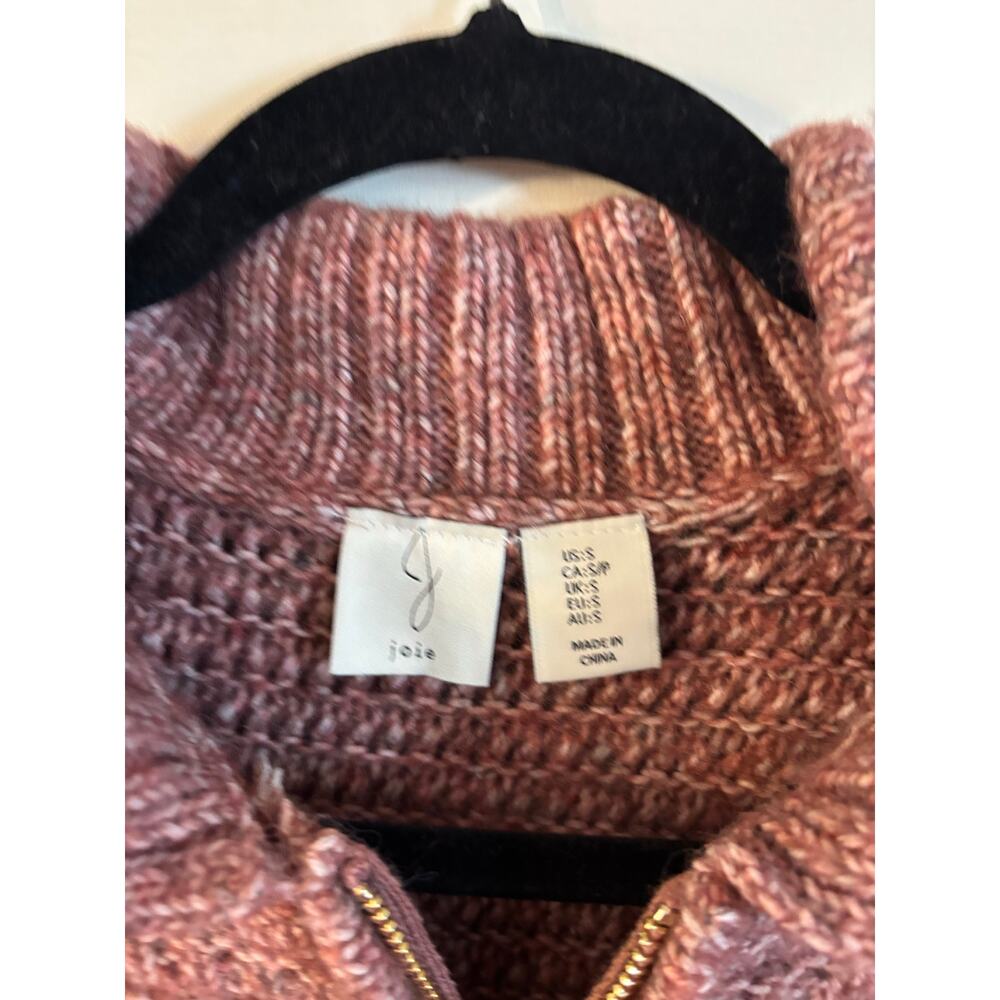 Joie Women’s Chunky Knit Sweater Cardigan Zip Up Pink Collared 2 Side Zipper S - Picture 5 of 7